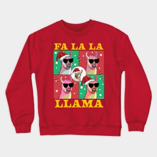 Fa La La Llama - Funny Christmas Falala Llama with Santa Hat Crewneck Sweatshirt